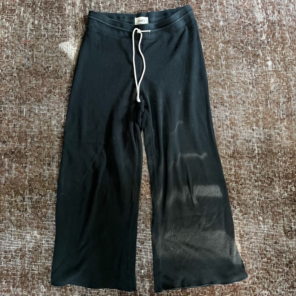 MATE THE LABEL Organic Cotton Waffle Pants Sz XS in Black